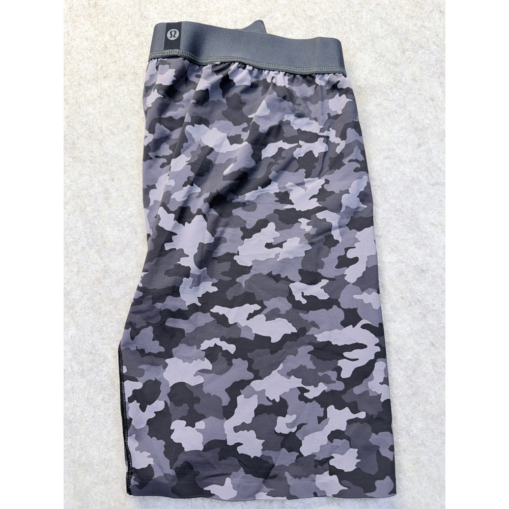 Lululemon Boxer Briefs Men Large Gray Camo Always In Motion Long 7" Inseam